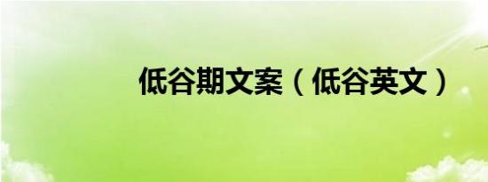 低谷期文案（低谷英文）