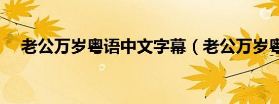 老公万岁粤语中文字幕（老公万岁粤语）