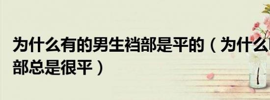 为什么有的男生裆部是平的（为什么明星的裆部总是很平）