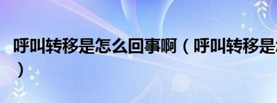 呼叫转移是怎么回事啊（呼叫转移是怎么回事）