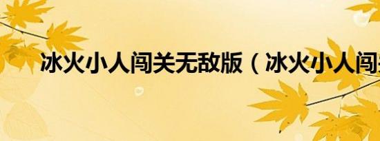 冰火小人闯关无敌版（冰火小人闯关）