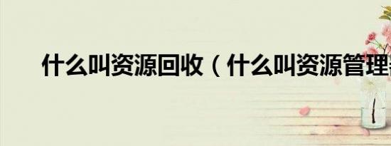 什么叫资源回收（什么叫资源管理器）