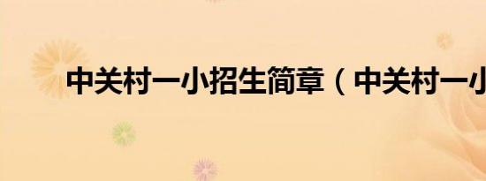 中关村一小招生简章（中关村一小）