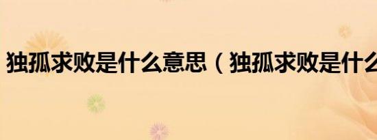 独孤求败是什么意思（独孤求败是什么意思）