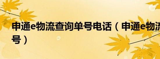 申通e物流查询单号电话（申通e物流查询单号）