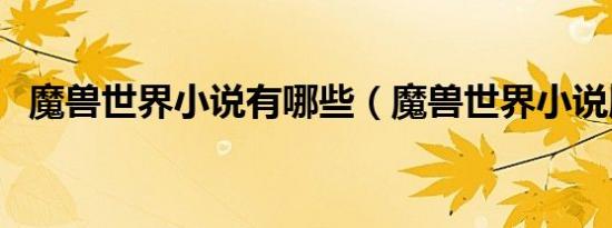 魔兽世界小说有哪些（魔兽世界小说顺序）