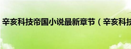 辛亥科技帝国小说最新章节（辛亥科技帝国）