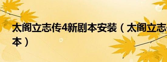 太阁立志传4新剧本安装（太阁立志传4新剧本）
