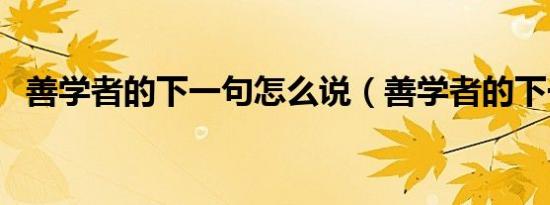 善学者的下一句怎么说（善学者的下一句）