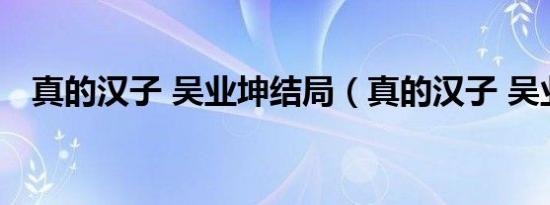 真的汉子 吴业坤结局（真的汉子 吴业坤）