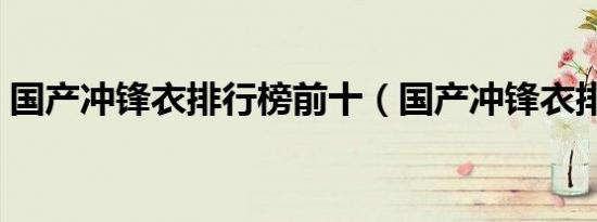 国产冲锋衣排行榜前十（国产冲锋衣排行榜）