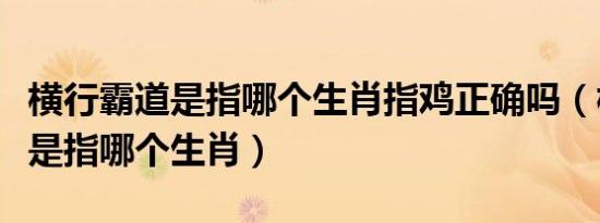 横行霸道是指哪个生肖指鸡正确吗（横行霸道是指哪个生肖）