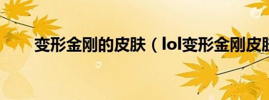 变形金刚的皮肤（lol变形金刚皮肤）
