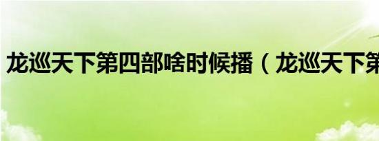 龙巡天下第四部啥时候播（龙巡天下第四部）