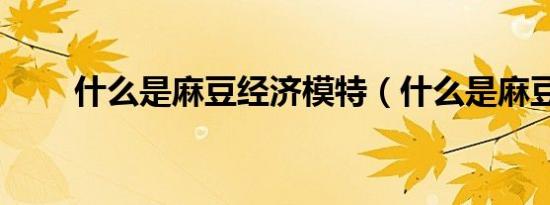 什么是麻豆经济模特（什么是麻豆）