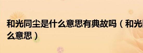 和光同尘是什么意思有典故吗（和光同尘是什么意思）