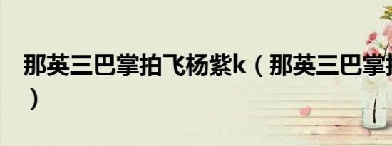 那英三巴掌拍飞杨紫k（那英三巴掌拍飞杨紫）