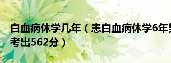 白血病休学几年（患白血病休学6年男生高考考出562分）