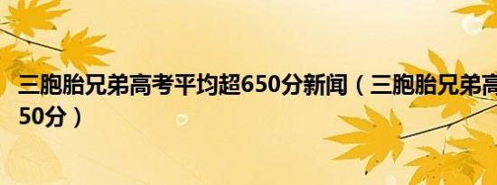 三胞胎兄弟高考平均超650分新闻（三胞胎兄弟高考平均超650分）