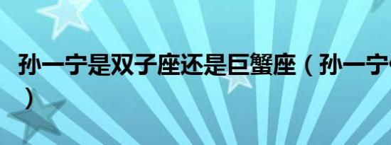 孙一宁是双子座还是巨蟹座（孙一宁什么星座）