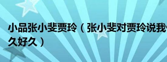 小品张小斐贾玲（张小斐对贾玲说我们还有好久好久）