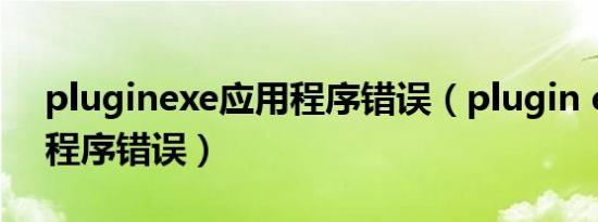 pluginexe应用程序错误（plugin exe应用程序错误）