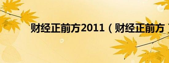 财经正前方2011（财经正前方）