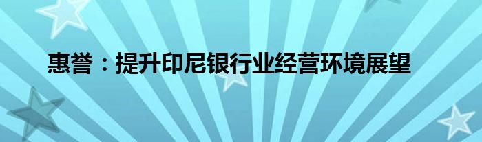 惠誉：提升印尼银行业经营环境展望