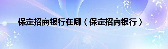 保定招商银行在哪（保定招商银行）