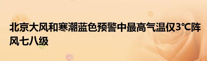 北京大风和寒潮蓝色预警中最高气温仅3℃阵风七八级