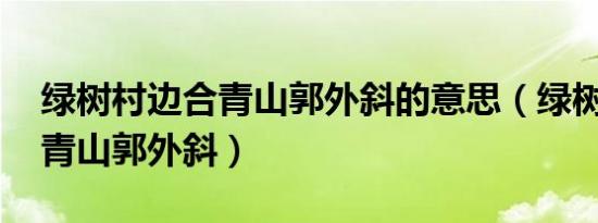 绿树村边合青山郭外斜的意思（绿树村边合 青山郭外斜）