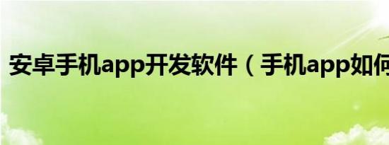 安卓手机app开发软件（手机app如何开发）