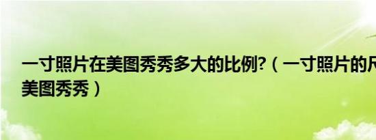一寸照片在美图秀秀多大的比例?（一寸照片的尺寸是多少美图秀秀）