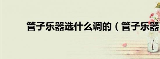 管子乐器选什么调的（管子乐器）