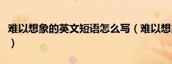 难以想象的英文短语怎么写（难以想象的英文）