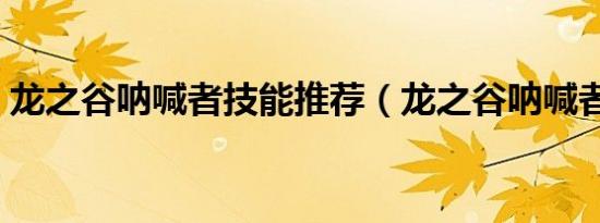 龙之谷呐喊者技能推荐（龙之谷呐喊者加点）