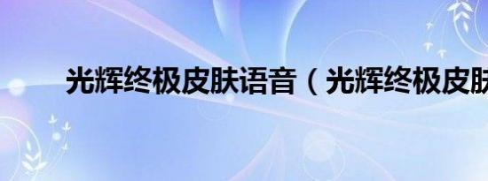 光辉终极皮肤语音（光辉终极皮肤）