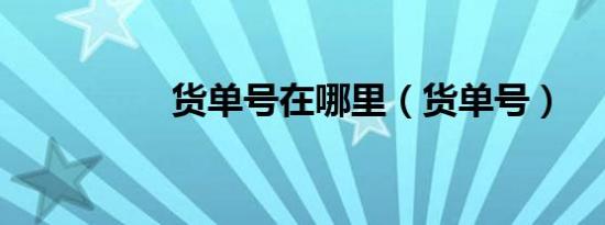 货单号在哪里（货单号）