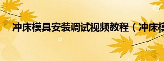 冲床模具安装调试视频教程（冲床模具）