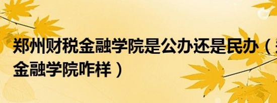 郑州财税金融学院是公办还是民办（郑州财税金融学院咋样）