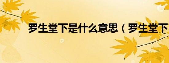 罗生堂下是什么意思（罗生堂下）