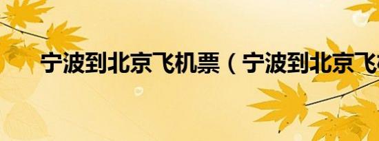 宁波到北京飞机票（宁波到北京飞机）