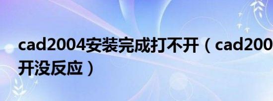 cad2004安装完成打不开（cad2004安装打开没反应）