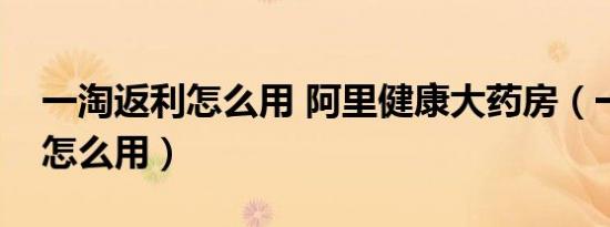 一淘返利怎么用 阿里健康大药房（一淘返利怎么用）