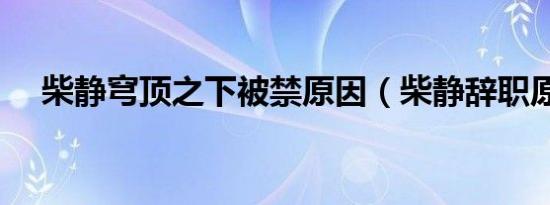 柴静穹顶之下被禁原因（柴静辞职原因）