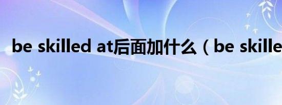 be skilled at后面加什么（be skilled at）