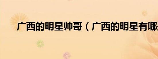 广西的明星帅哥（广西的明星有哪些）