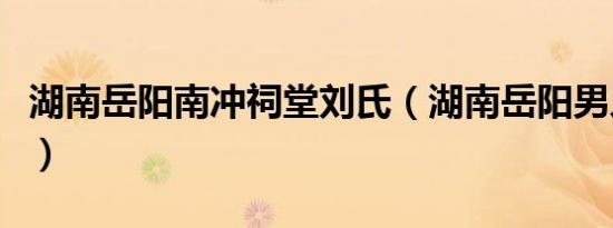 湖南岳阳南冲祠堂刘氏（湖南岳阳男人的特点）