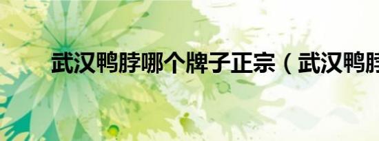 武汉鸭脖哪个牌子正宗（武汉鸭脖）