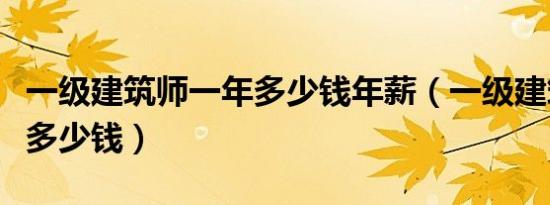 一级建筑师一年多少钱年薪（一级建筑师一年多少钱）